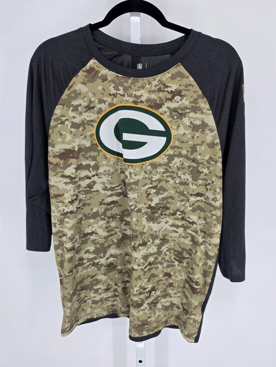 Nike Other - Nike NFL 3/4 Sleeve Shirt Green Bay Packers Football Camo Womens Size L Dri Fit
